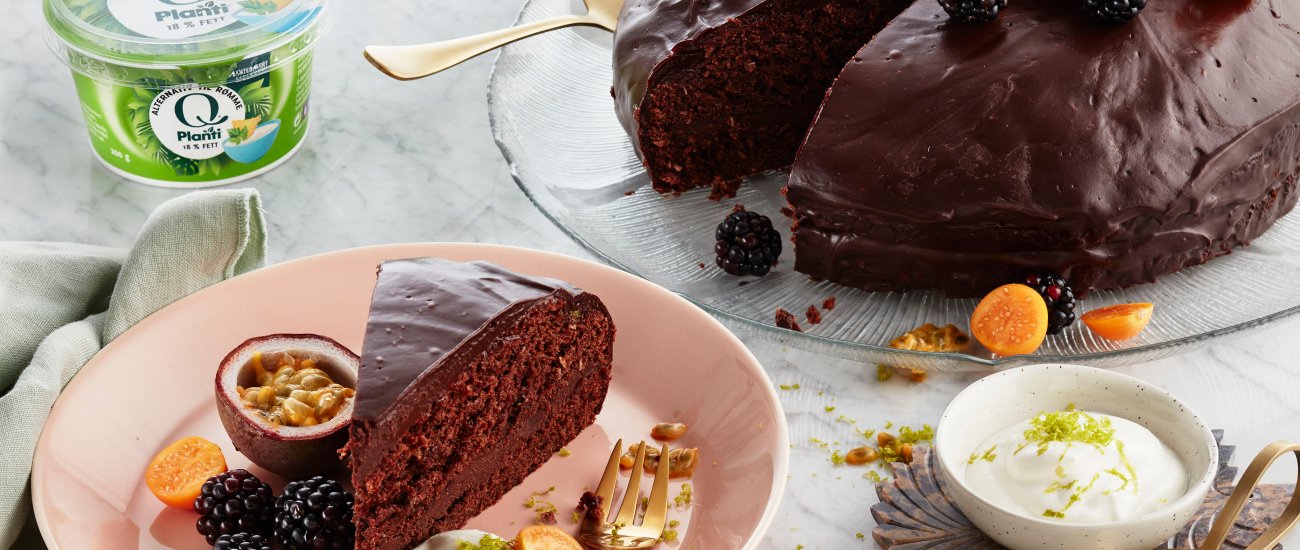 Vegansk sjokoladekake med Q® Planti® Rømme